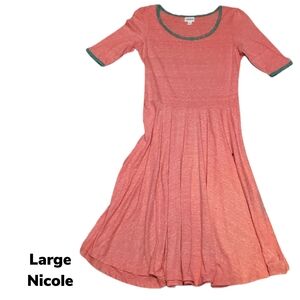 Coral Dress with Green Trim